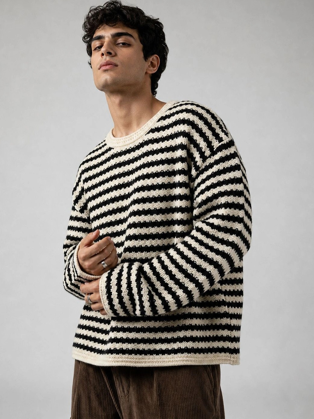 Suo Men Striped Pullover - Image 1
