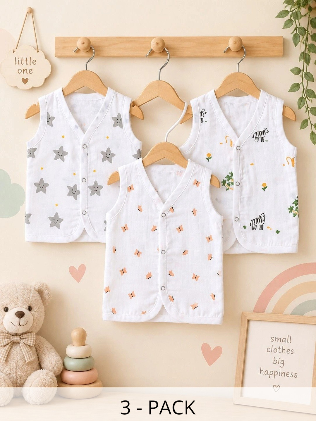 ARYA Kids Jabla Innerwear Vest - Pack Of 3