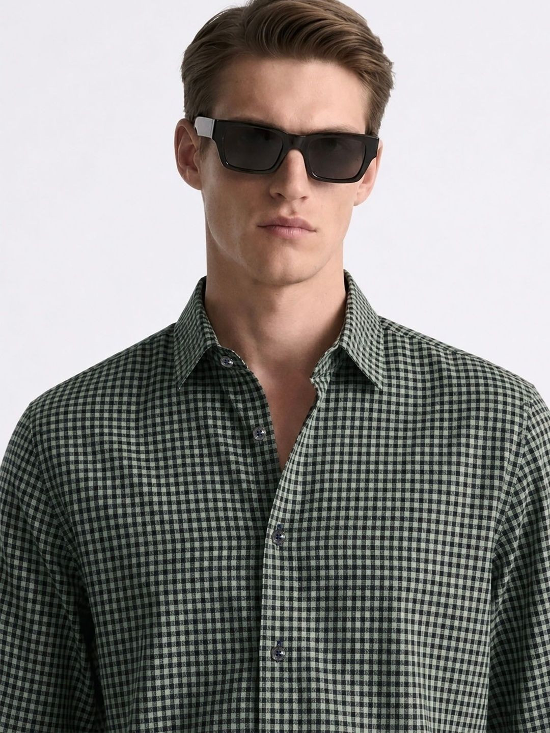 MISCHIEF MONKEY Men Classic Gingham Checks Checked Casual Shirt