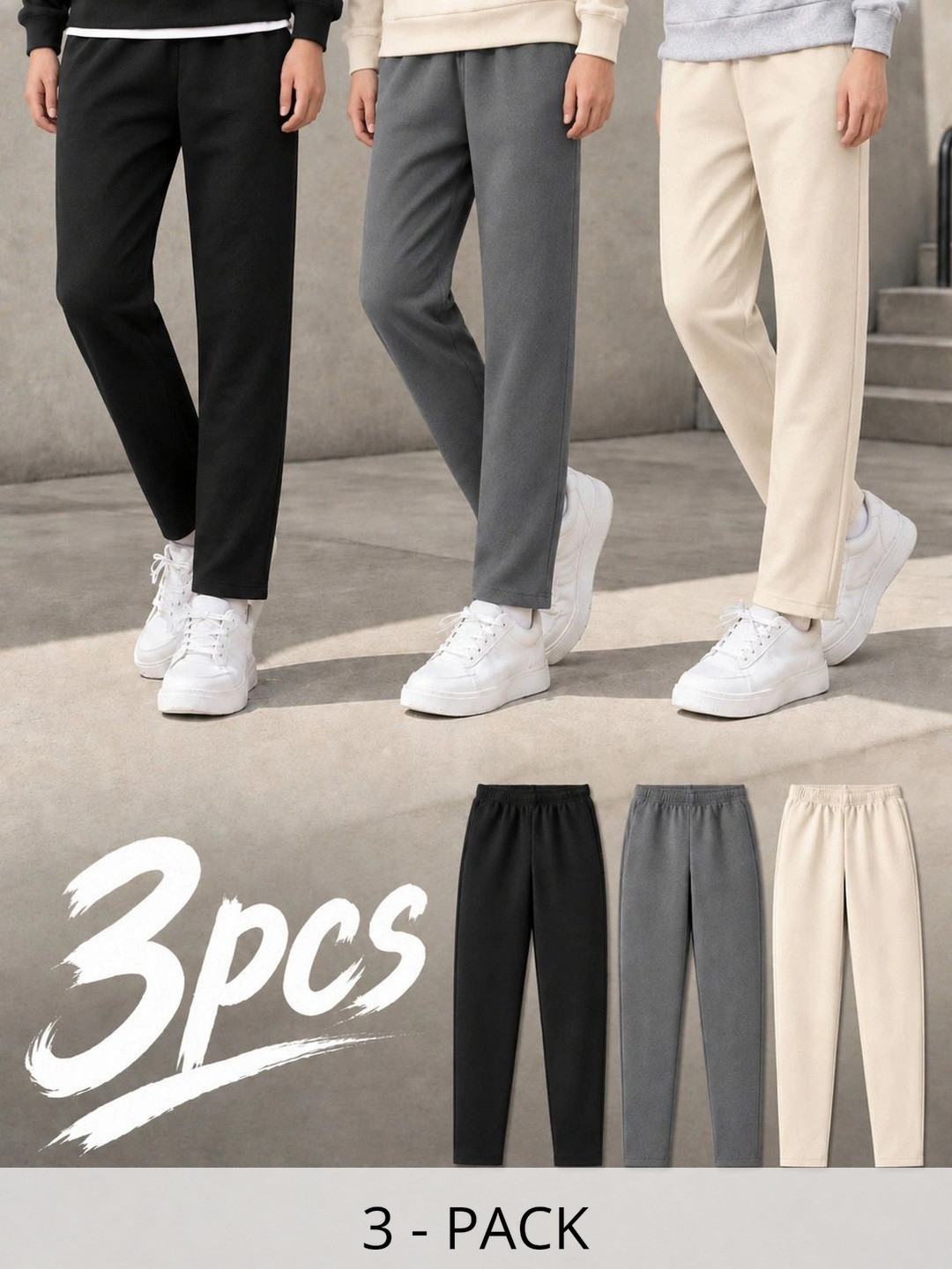 HELLCAT Boys Pack Of 3 Mid-Rise Track Pants