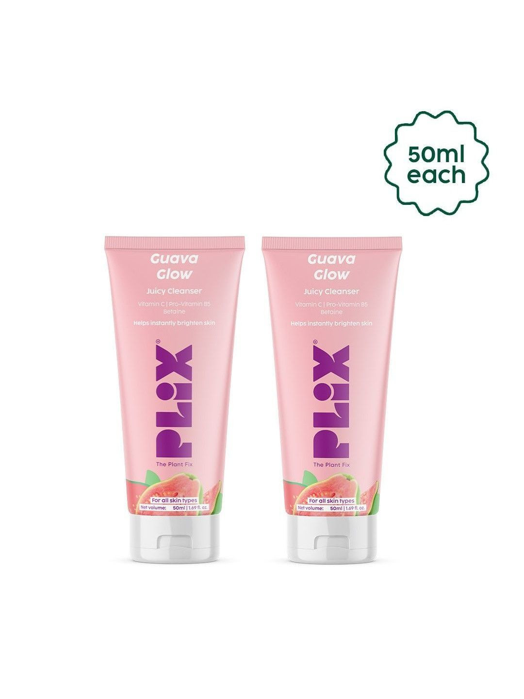 PLIX THE PLANT FIX Set Of 2 Guava Glow Juicy Cleanser - 50 ml Each