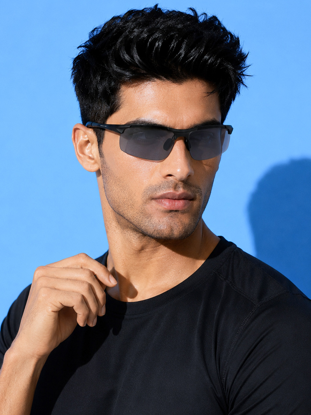 ROYAL SON Men Grey Lens & Black Sports Sunglasses CHI0094-C5-Black