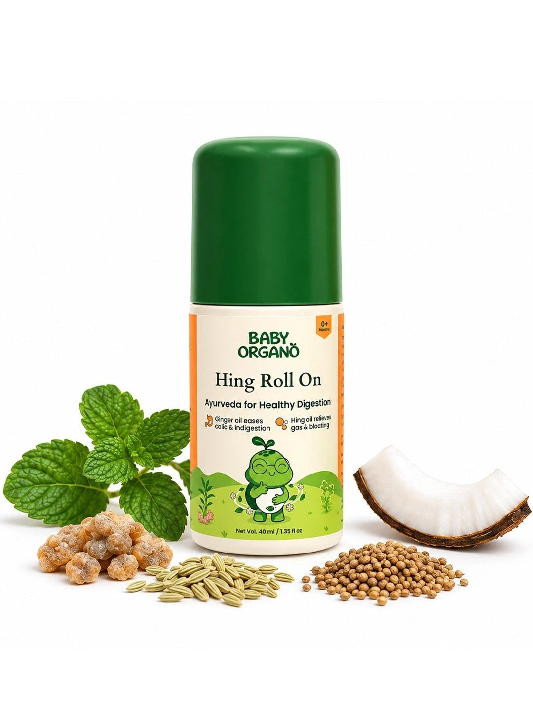 BabyOrgano Hing Tummy Roll On for Babies 0+ Months | Colic, Gas & Digestion Relief | 40ml