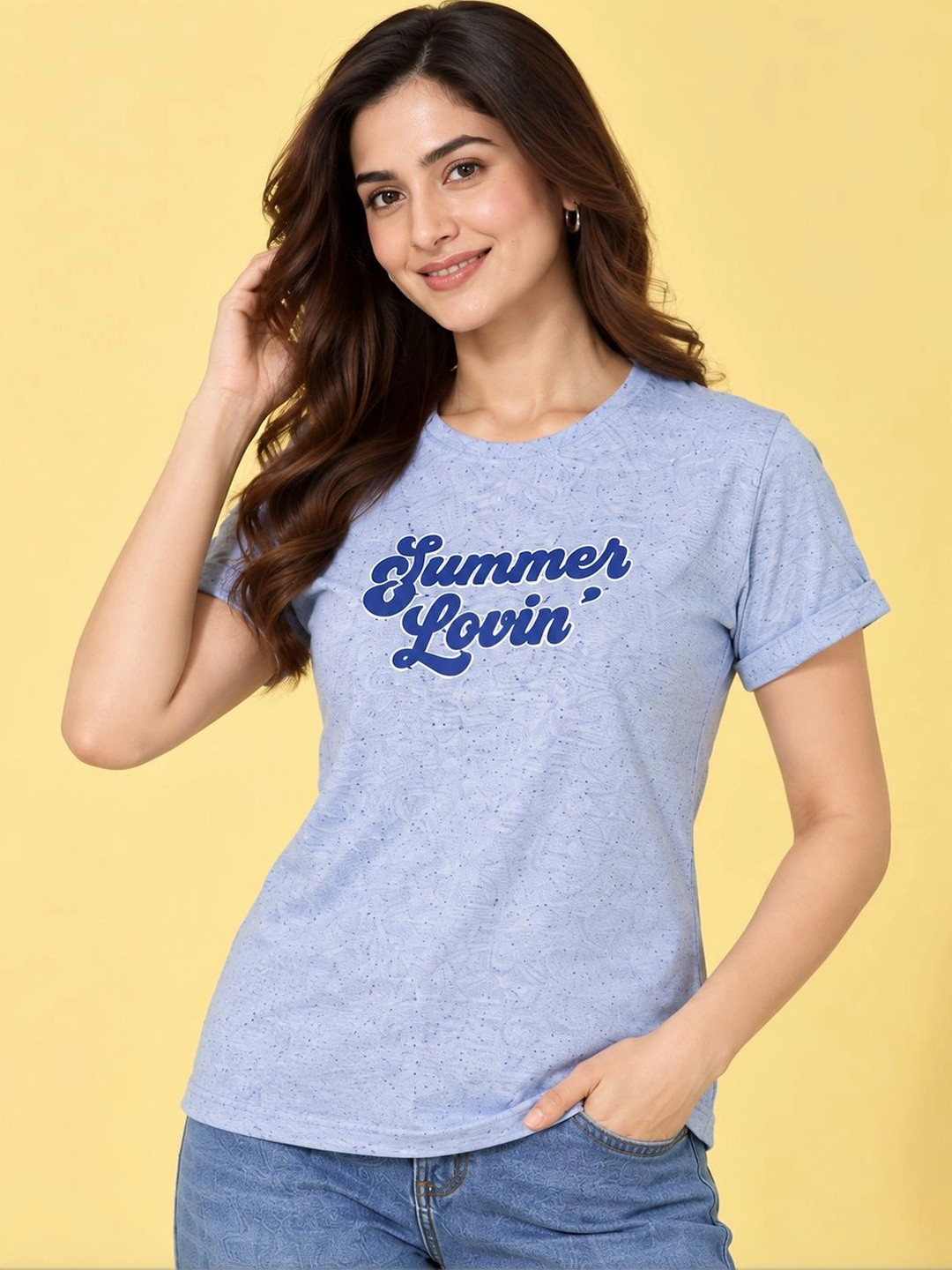 Dollar Missy Women Cotton Super Soft Round Neck Short Sleeves T Shirt