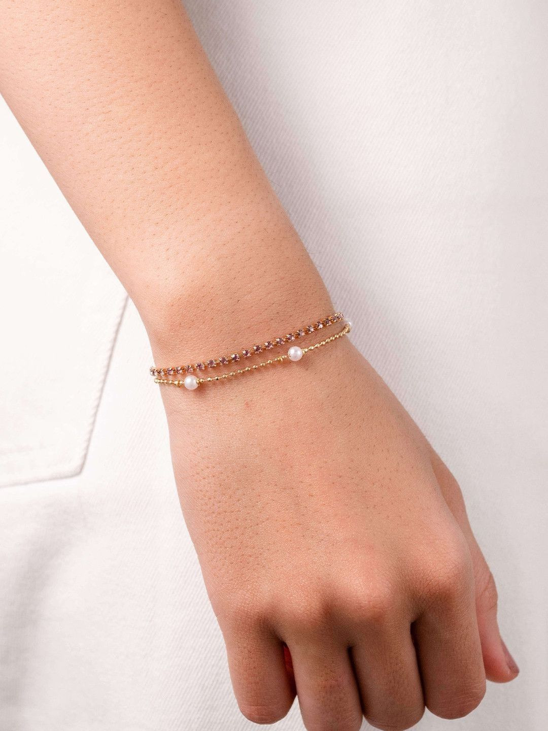 QUERALT Women Purple Stone Double Layer Bracelet