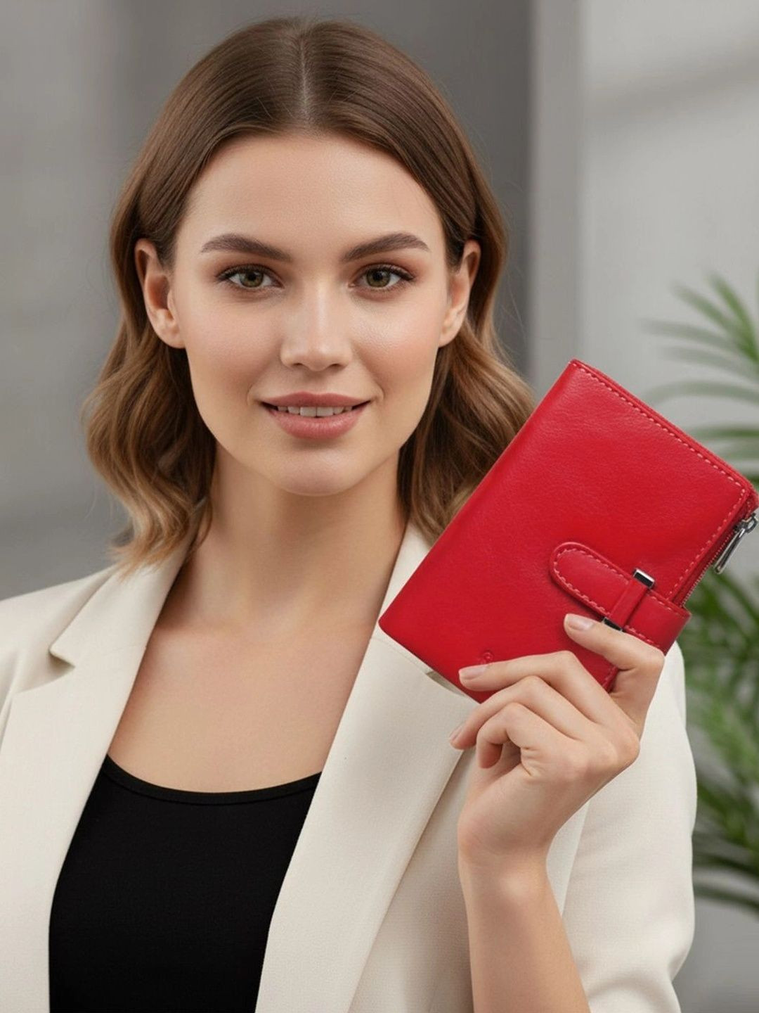 CALFNERO Women Red Leather Two Fold Wallet