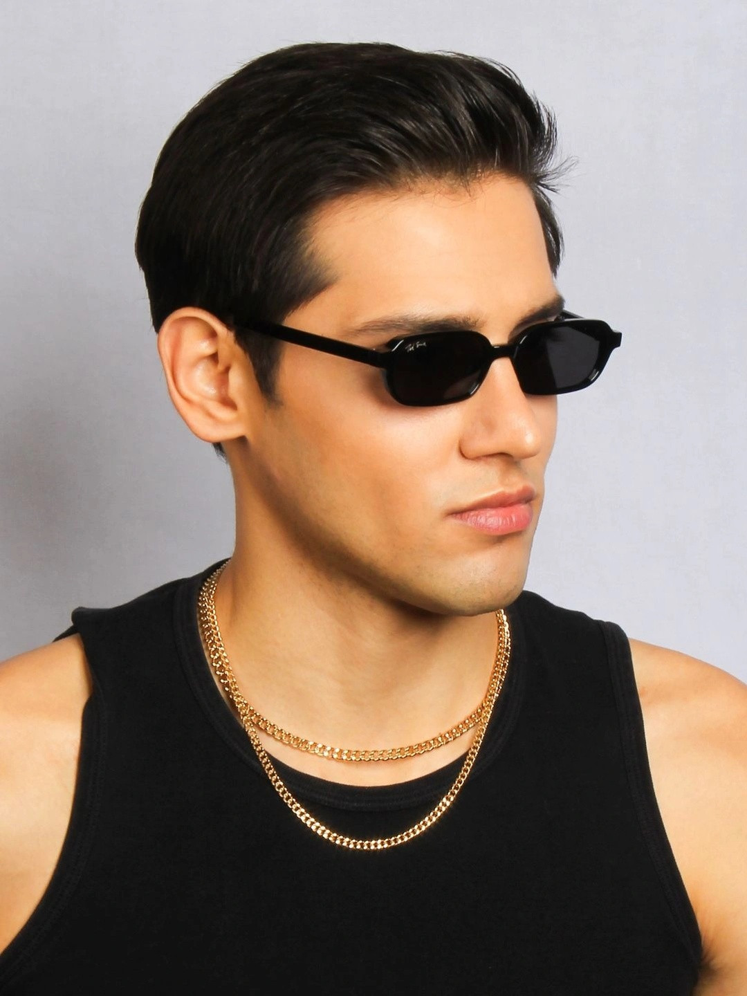 Ted Smith Unisex Rectangle Black Sunglasses - Image 1