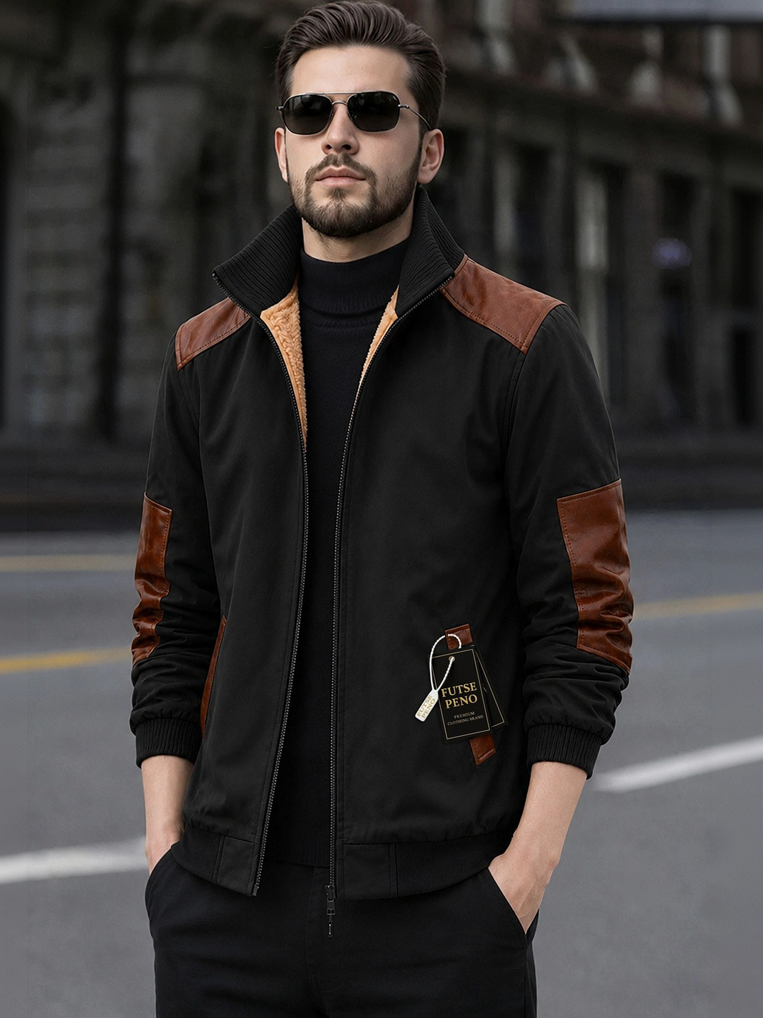 FUTSE PENO Men Colourblocked Insulator Outdoor Bomber Jacket - Image 1