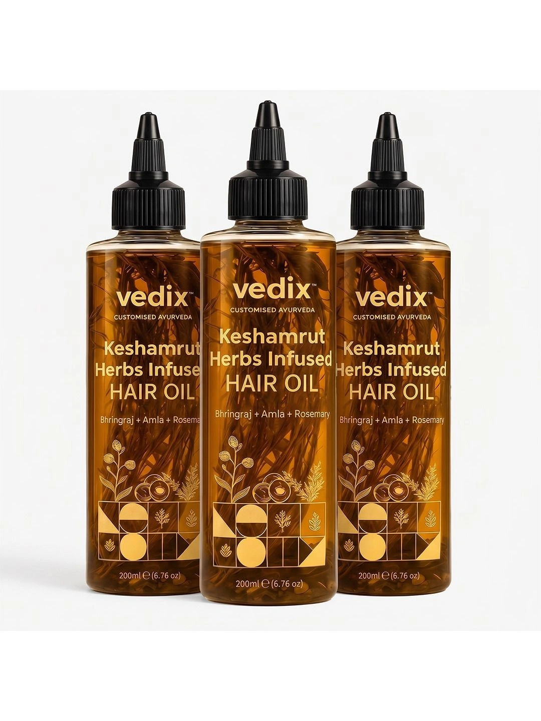 VEDIX Set Of 3 Keshamrut Herbs Hair Oil - 200 ml Each