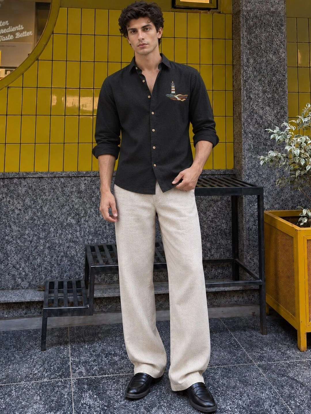 HAMPTONS Men Embroidered Opaque Casual Shirt