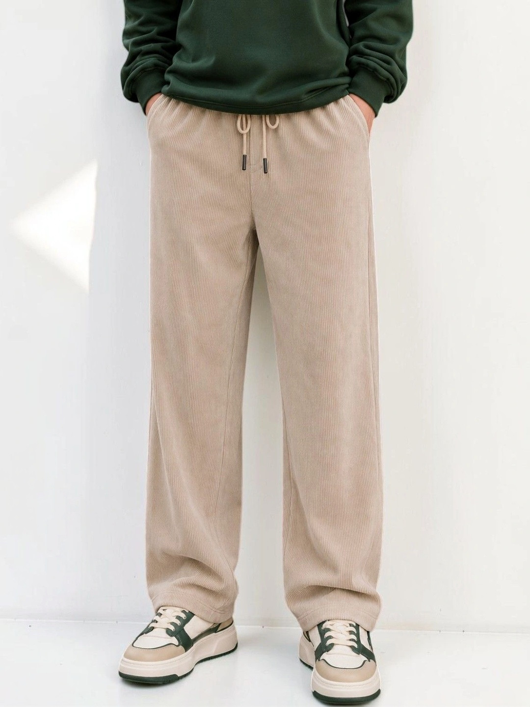 MOJAMEDI Men Relaxed Fit Textured Track Pants