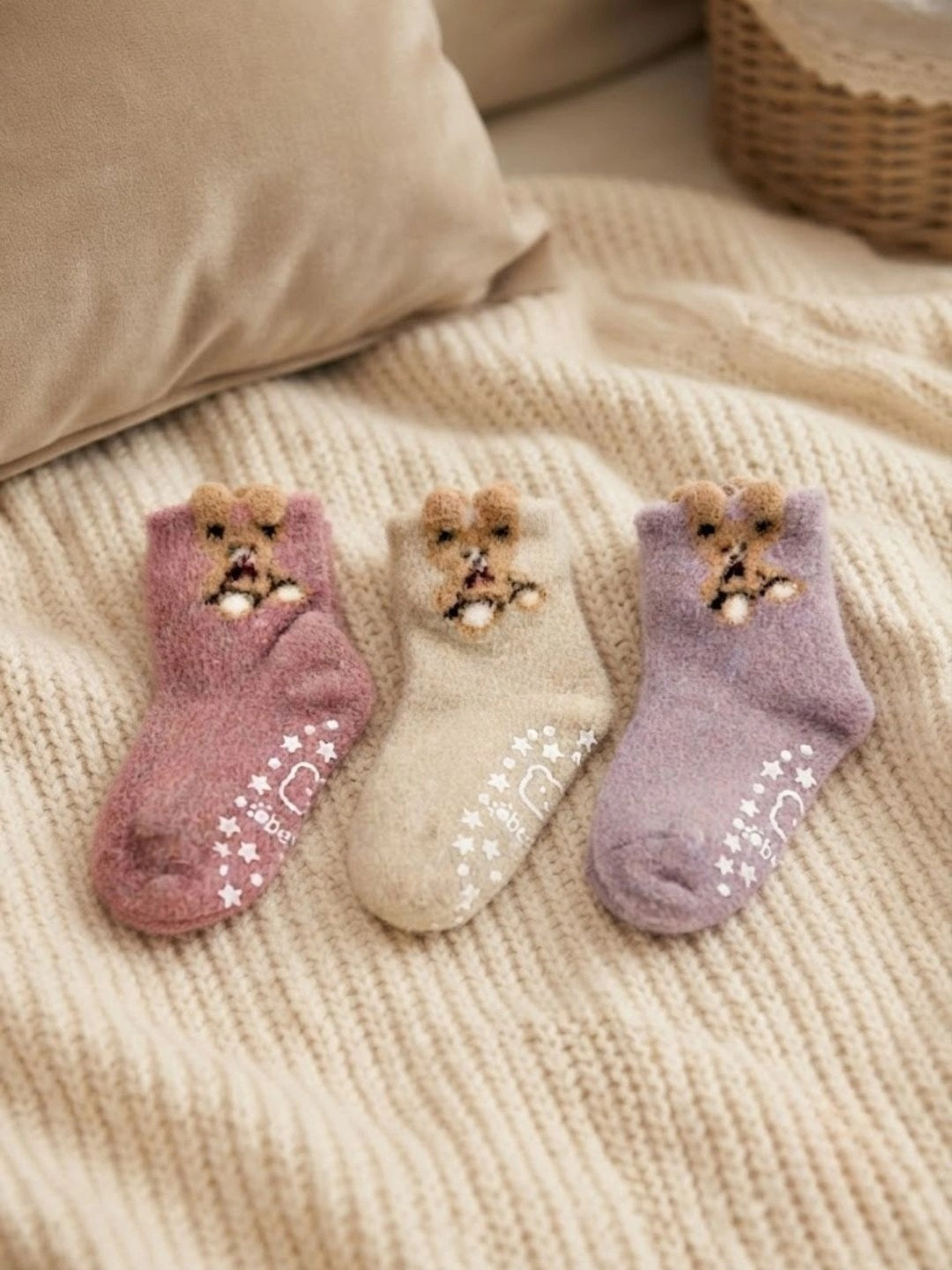 Cdeck Unisex Kids Pack of 3 Woolen Patterned Ankle Length Socks