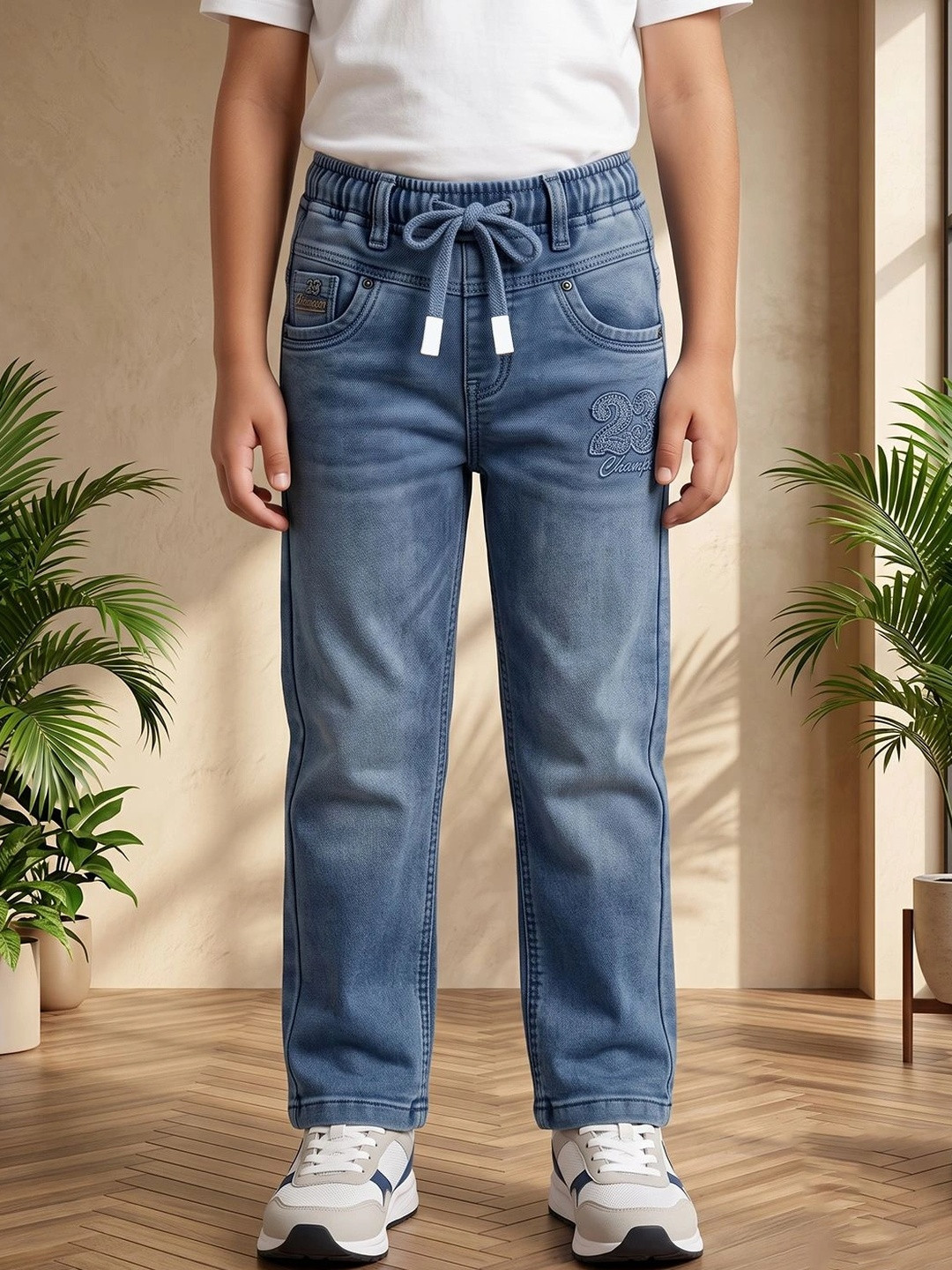 Killer Boys Straight Fit Mid-Rise Embroidered Stretchable Jeans