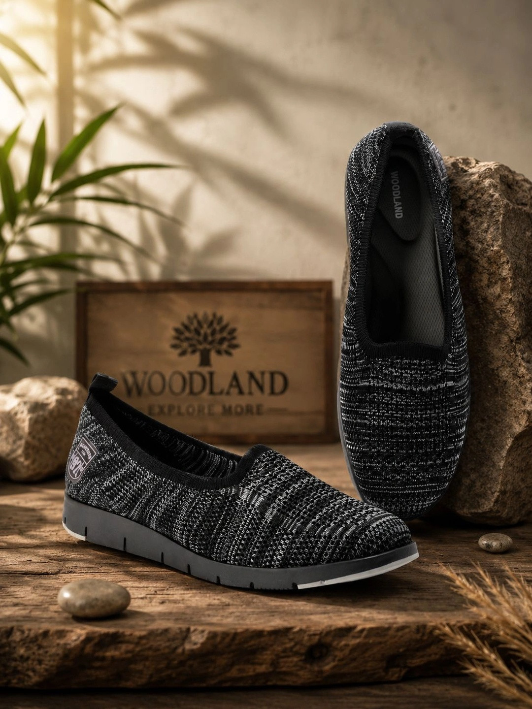 Woodland Women Textured Slip-On Sneakers