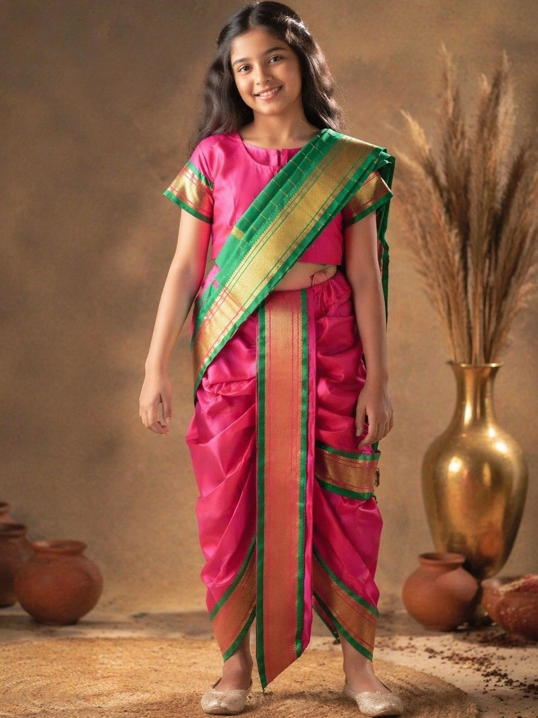 BAESD Zari Art Silk Dhoti Kanjeevaram Saree