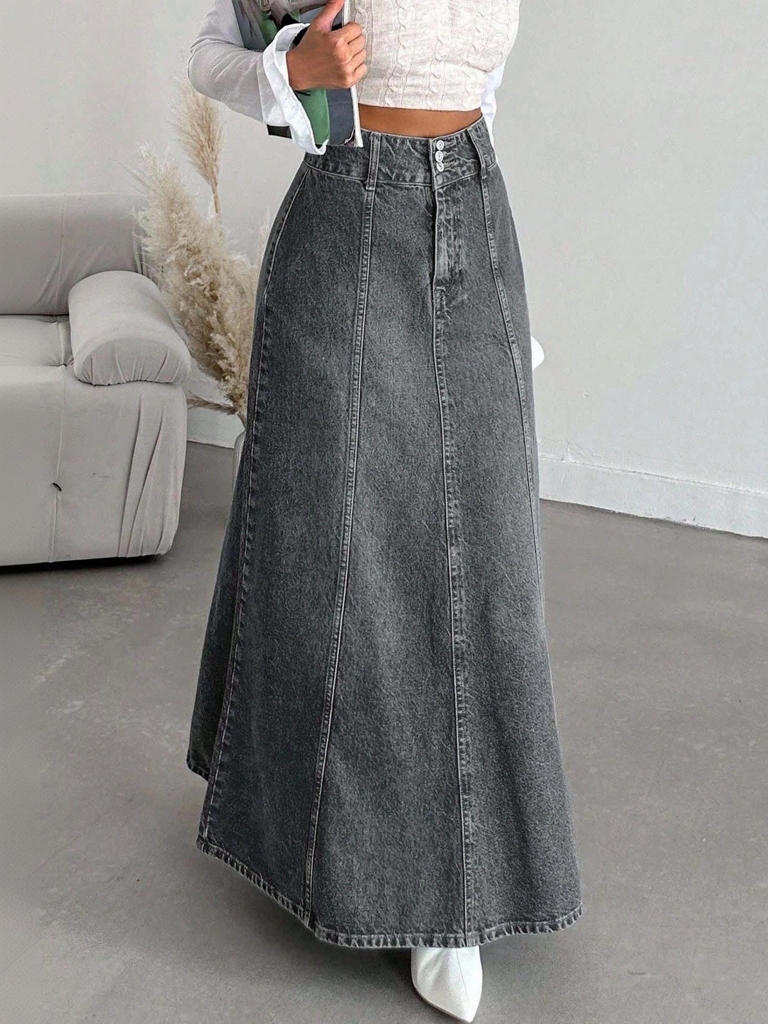 stylefabs Women Denim Maxi A-Line Skirt
