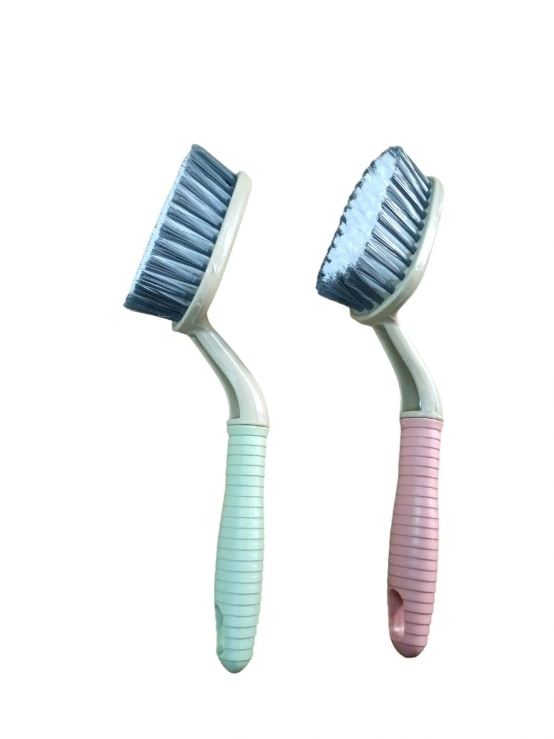 ARPANA BRIGHT Green & Pink Pack Of 2 Solid Plastic Bristles Sink Brushes