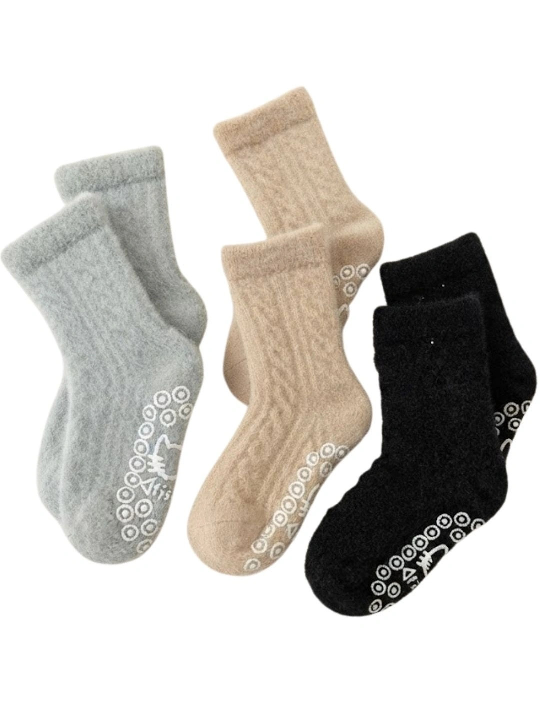 Cdeck Unisex Kids Pack of 3 Woolen Patterned Calf Length Socks