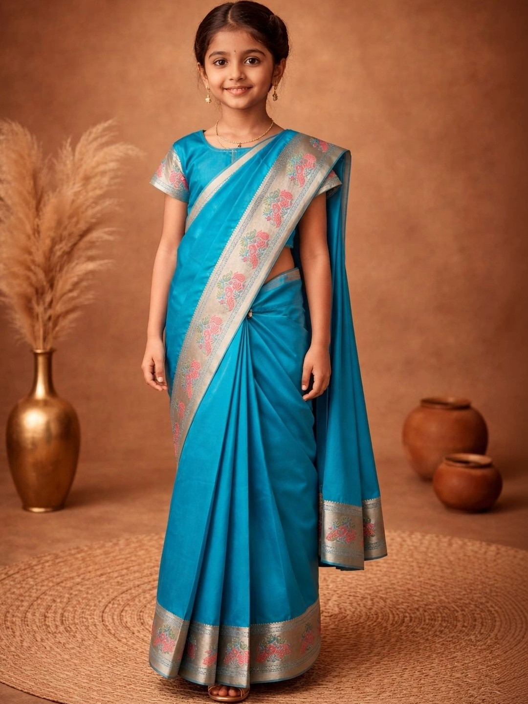 BAESD Woven Design Zari Art Silk Dhoti Kanjeevaram Saree