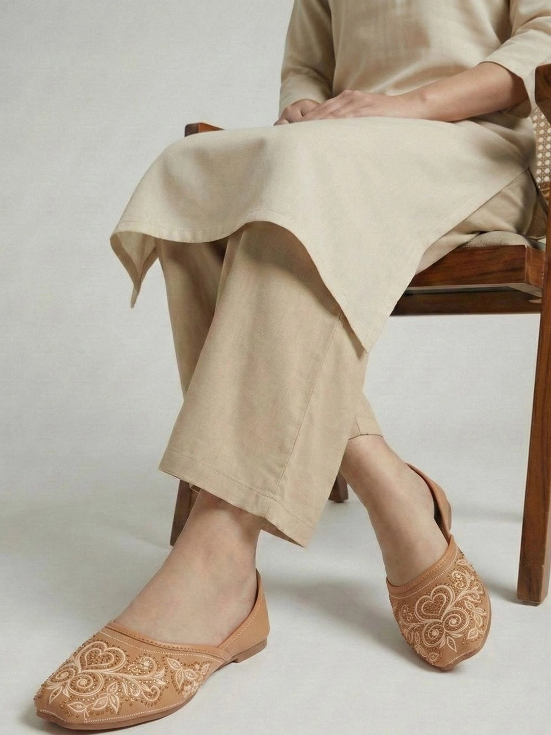 CORSICA Embellished Round Toe Slip-On Ballerinas