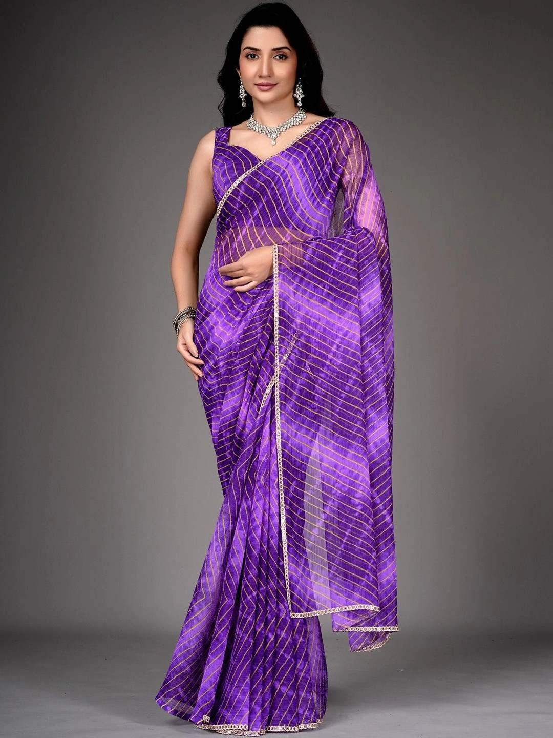 LDF studio Leheriya Pure Chiffon Leheriya Saree