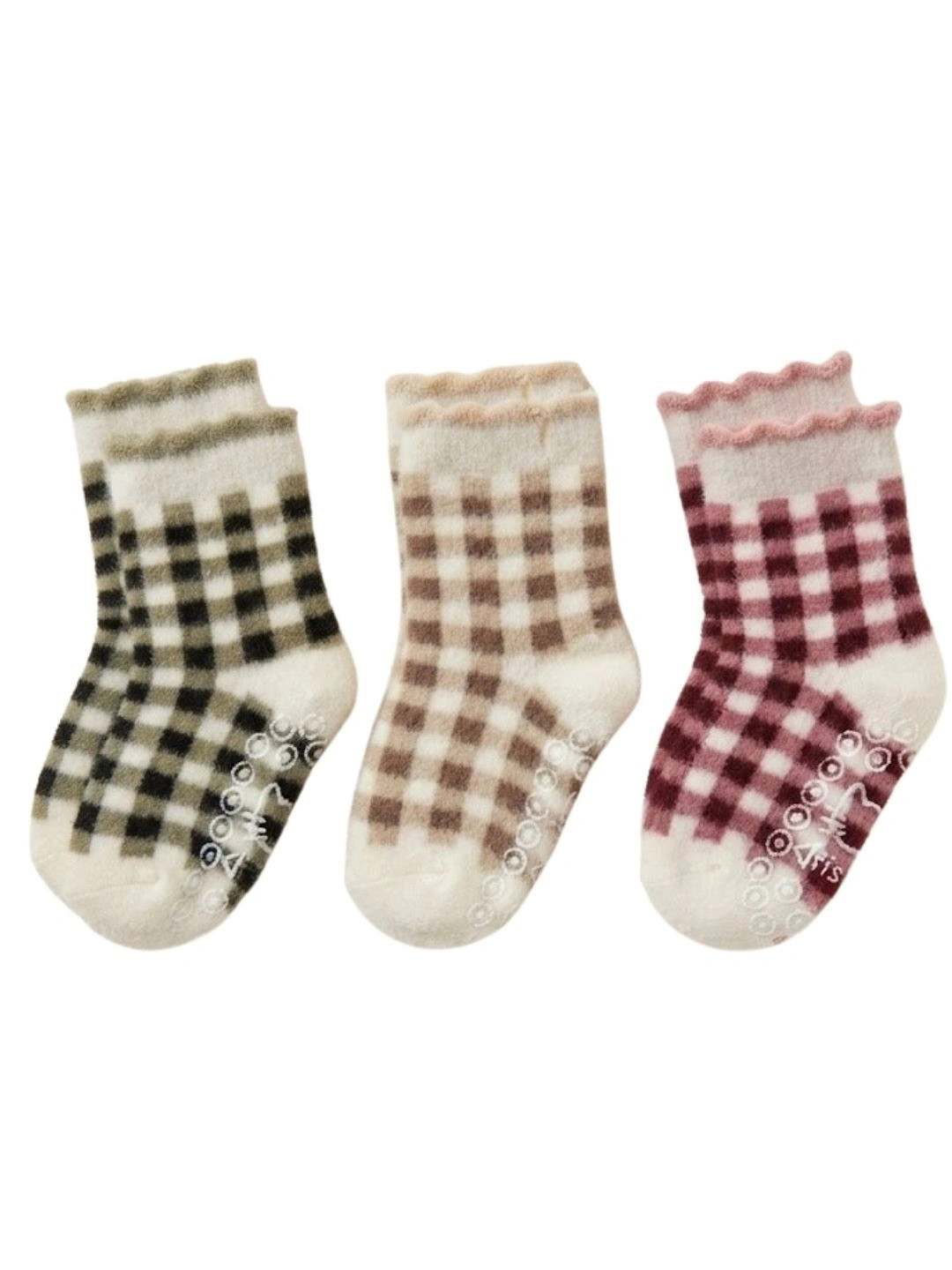 Cdeck Unisex Kids Pack of 3 Woolen Checked Ankle Length Socks