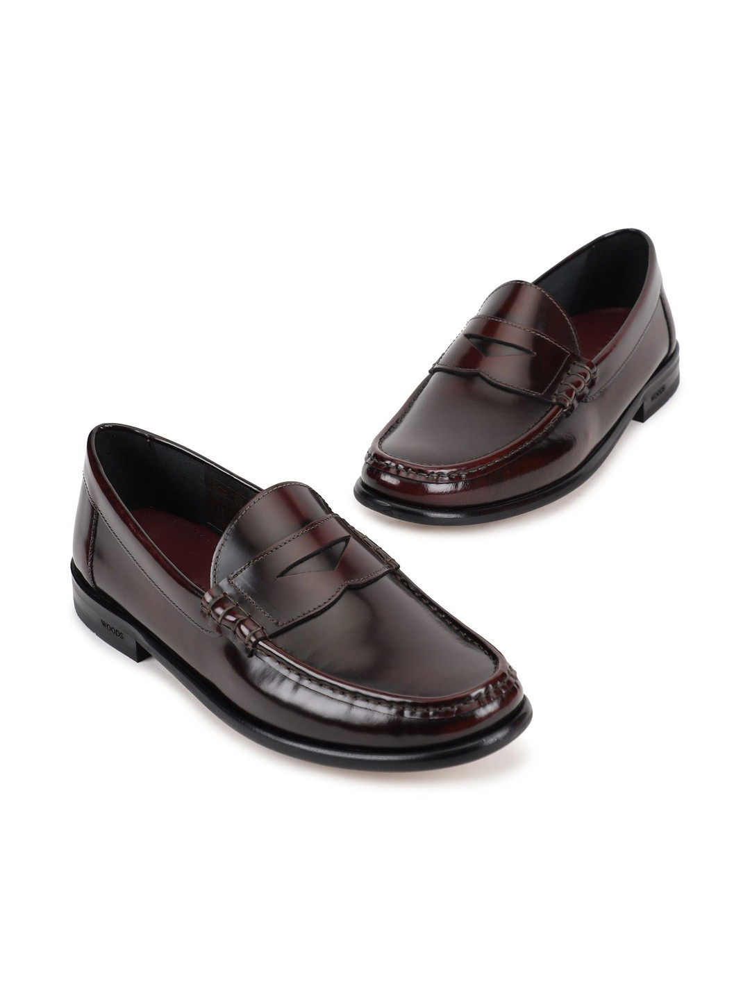 Woods Men Leather Round Toe Slip-On Formal Loafers Shoes