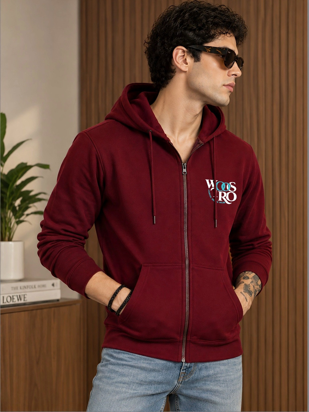 WOOSTRO Men Printed Hooded Sweatshirt