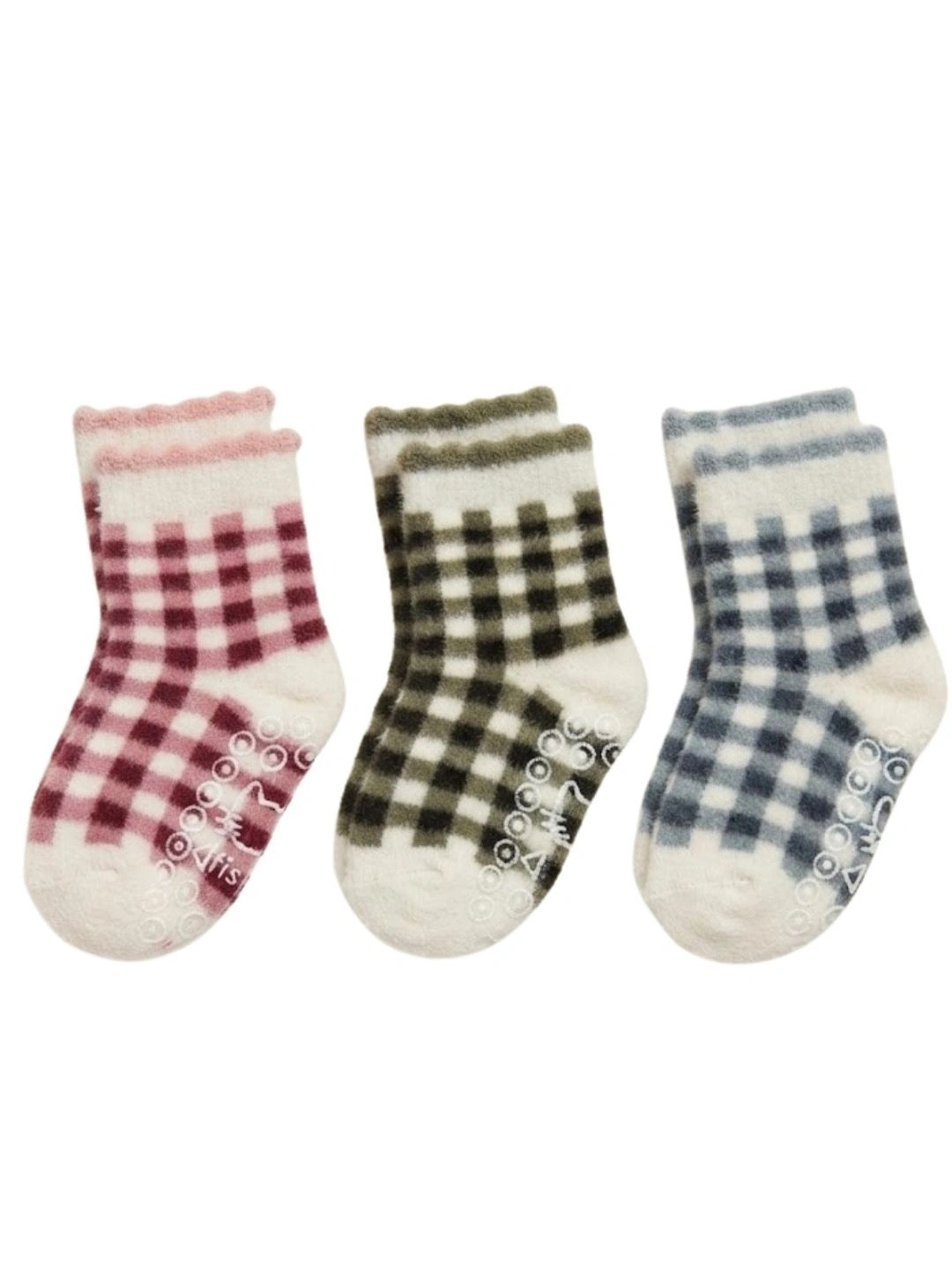 Cdeck Unisex Kids Pack of 3 Woolen Checked Ankle Length Socks