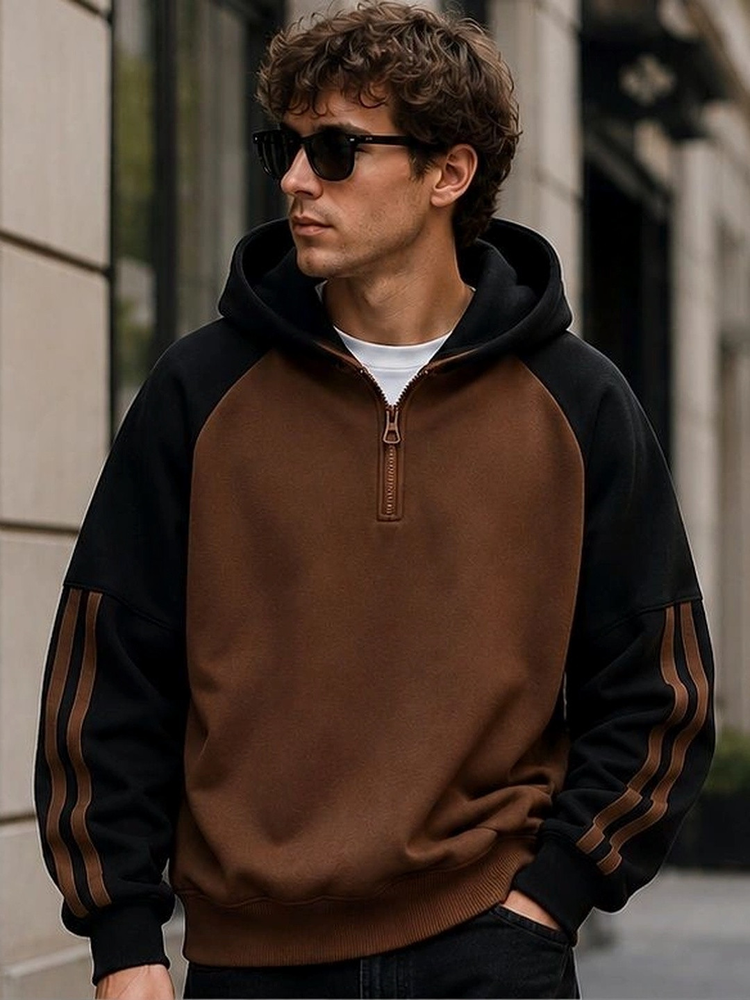 JERKYN Men Colourblocked Hooded Sweatshirt