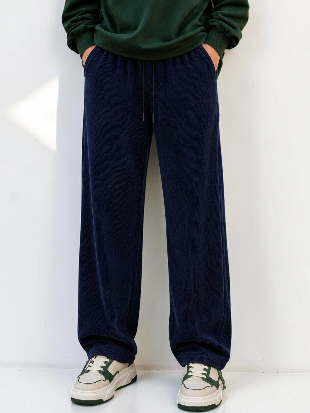 MOJAMEDI Men Relaxed Fit Textured Track Pants