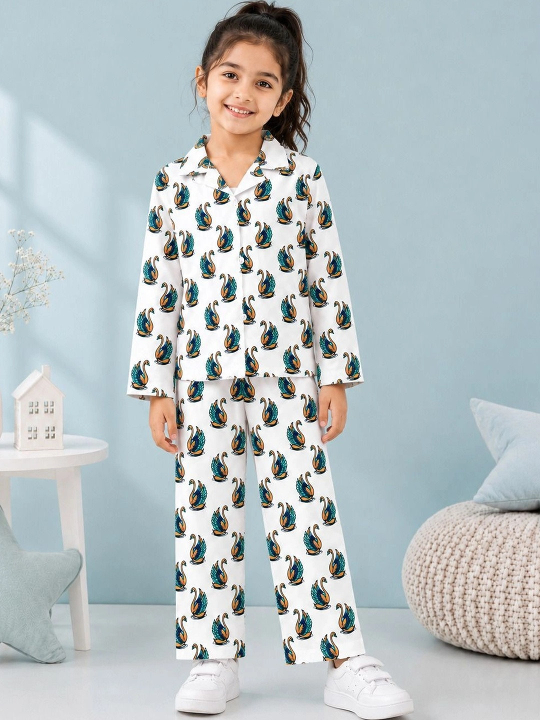 THE WEAVERS SHOP BY RAAVI Girls Printed Night suit