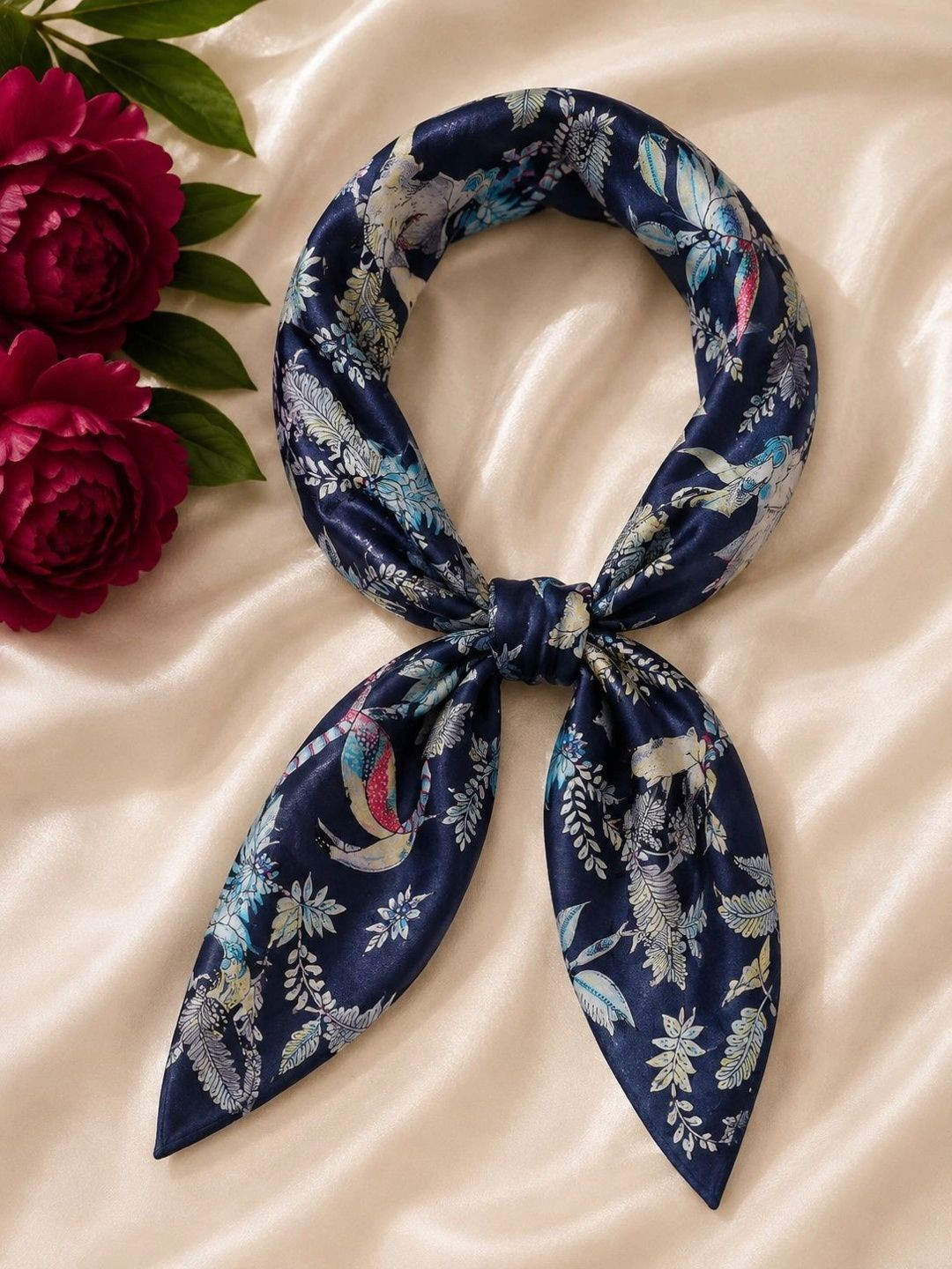 Ravaiyaa Blue & White Monkey Printed Pure Cotton Bandana