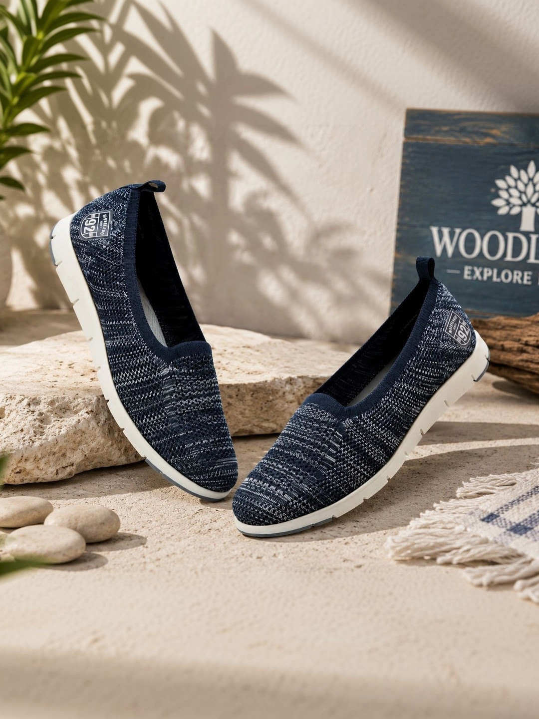 Woodland Women Textured Slip-On Sneakers