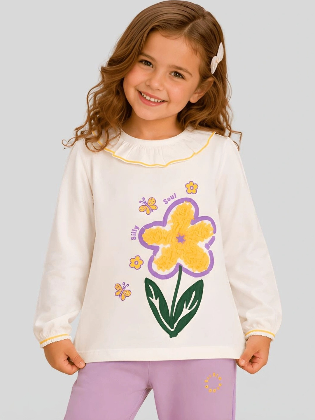 PILOLO Girls Floral Printed T-shirt