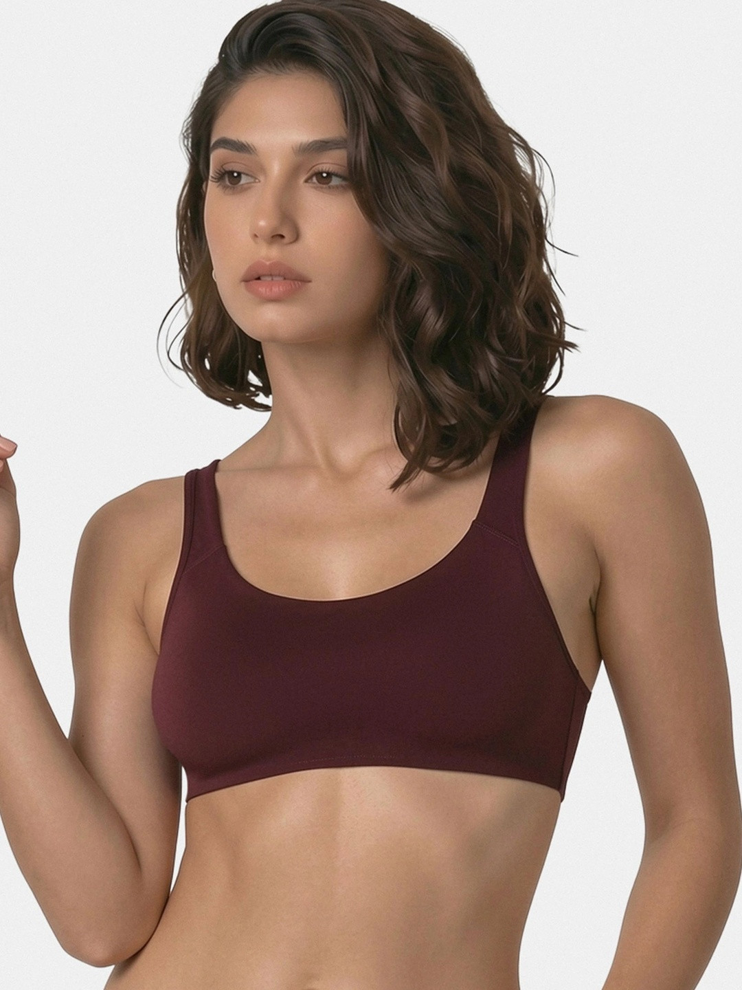 Enamor Non-Padded Wirefree & High Coverage Low Impact Sports Bra Sb06