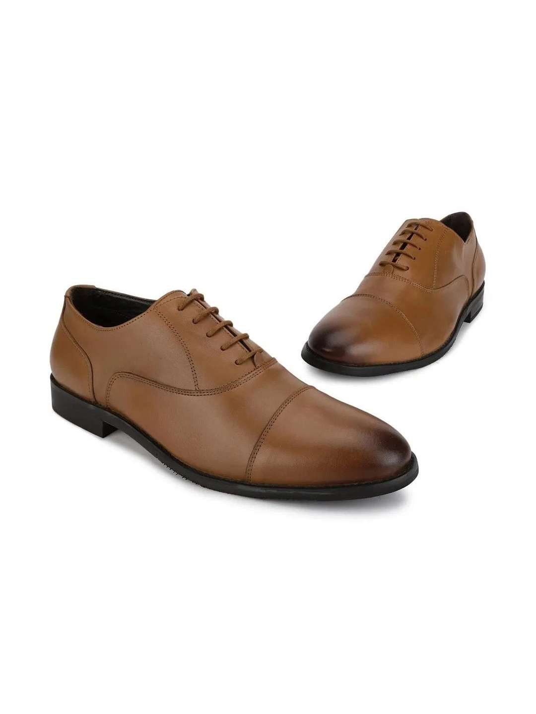 Woods Men Leather Round Toe Lace-Ups Formal Oxford Shoes