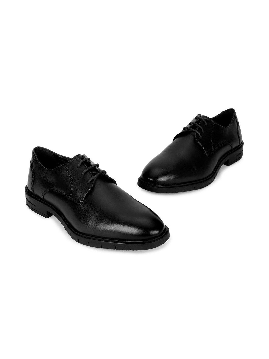 Woods Men Leather Round Toe Lace-Ups Formal Oxford Shoes