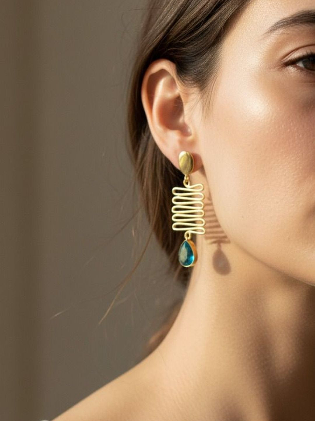 Chic Laddies Gold Plated Teardrop Shaped Drop Earrings