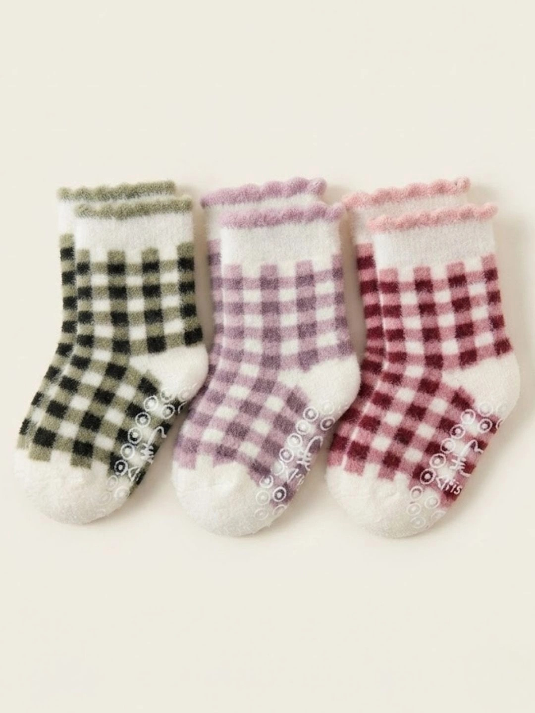 Cdeck Unisex Kids Pack of 3 Woolen Checked Above Ankle Socks