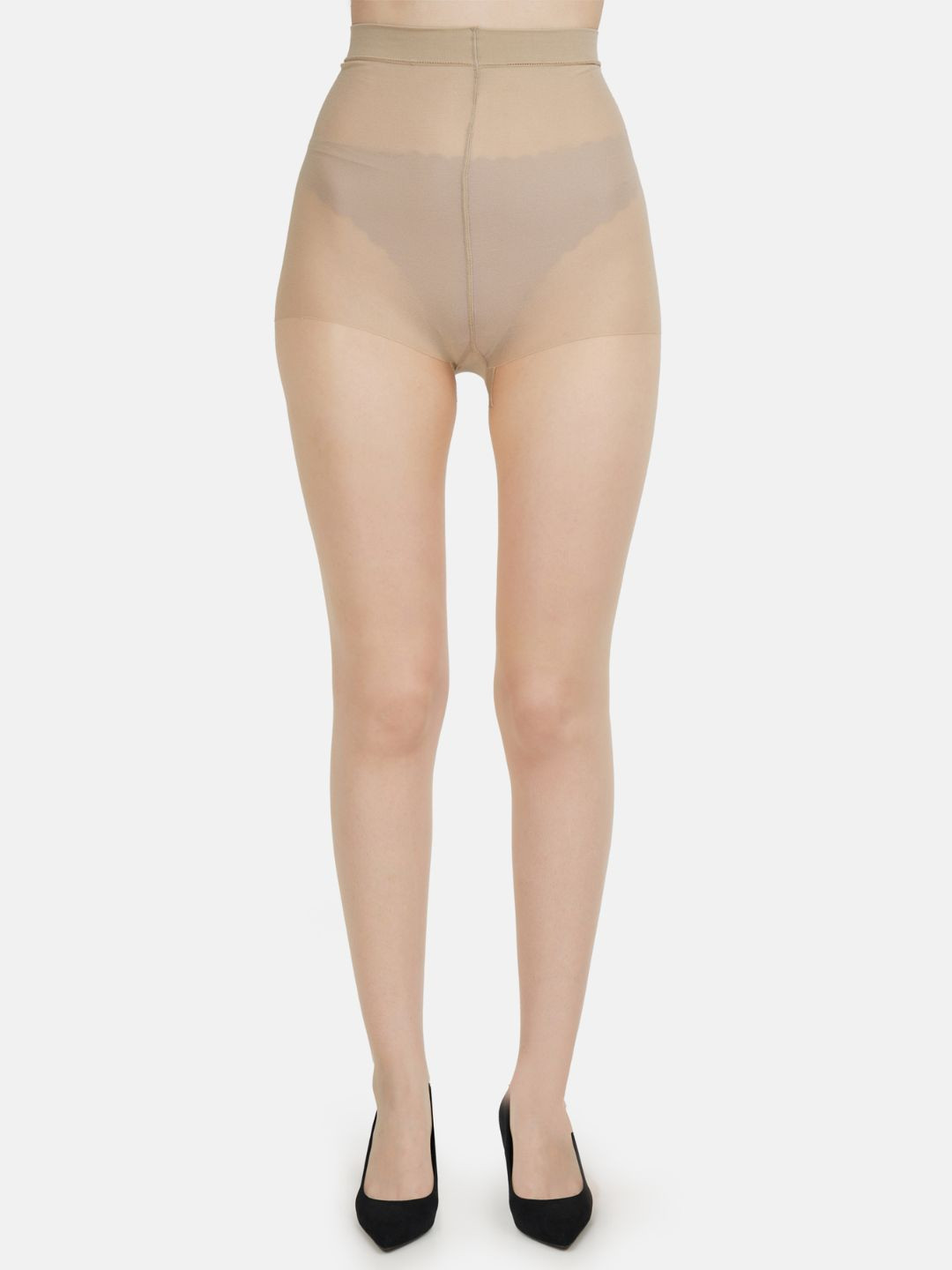 N2S NEXT2SKIN Women Beige Solid Low Denier Sheer Pantyhose Stockings