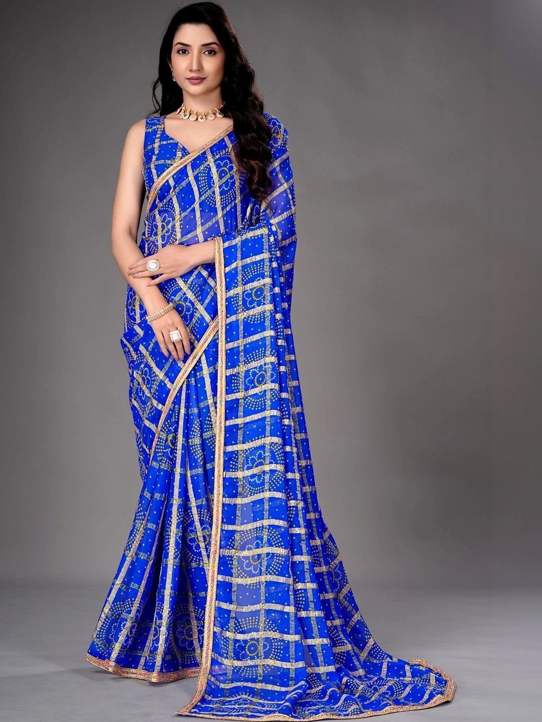 LDF studio Bandhani Pure Chiffon Bandhani Saree
