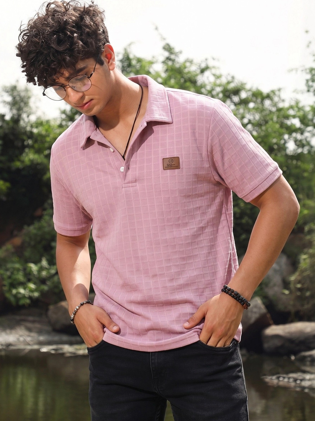 Nat Jastica Men Polo Collar T-shirt