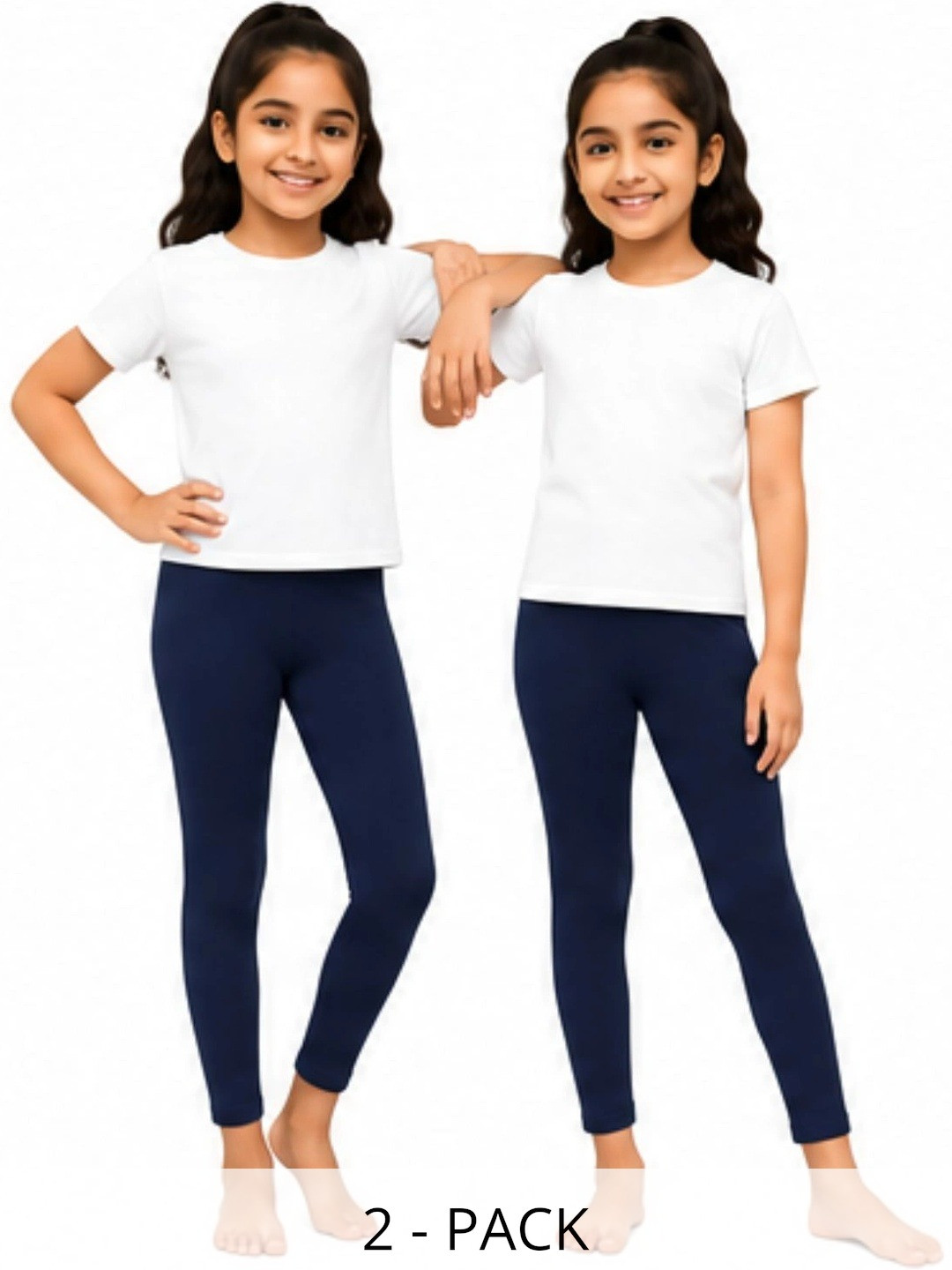 Kidello Girls Pack Of 2 Cotton Stretchable Ankle Length Leggings