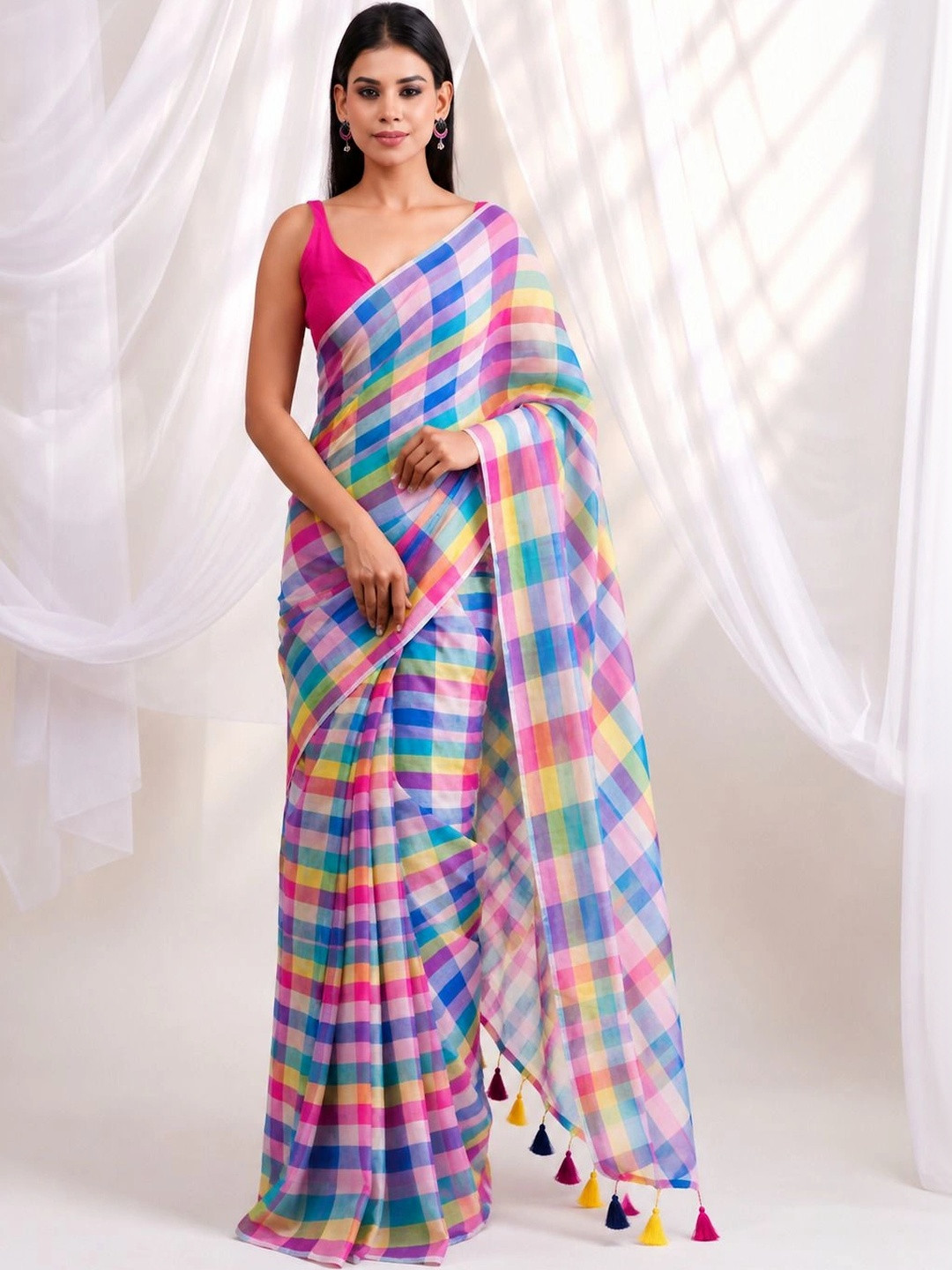 ALMAARI FASHION Woven Design Pure Cotton Khadi Saree