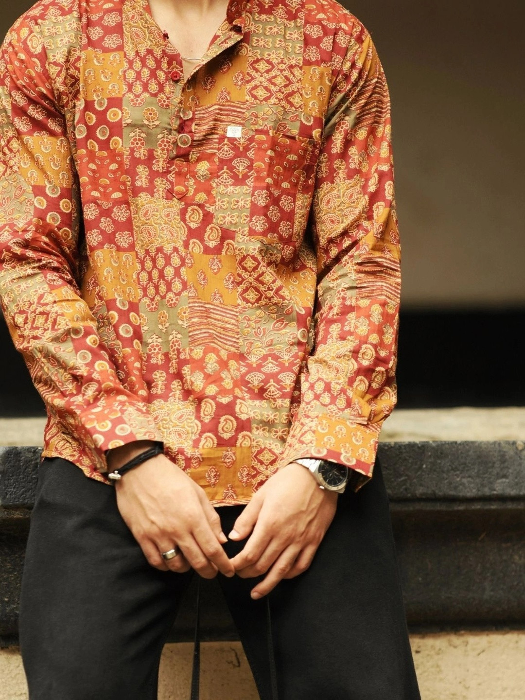 Hues Fab Men Ethnic Motifs Printed Indie Prints Kurta - Image 1