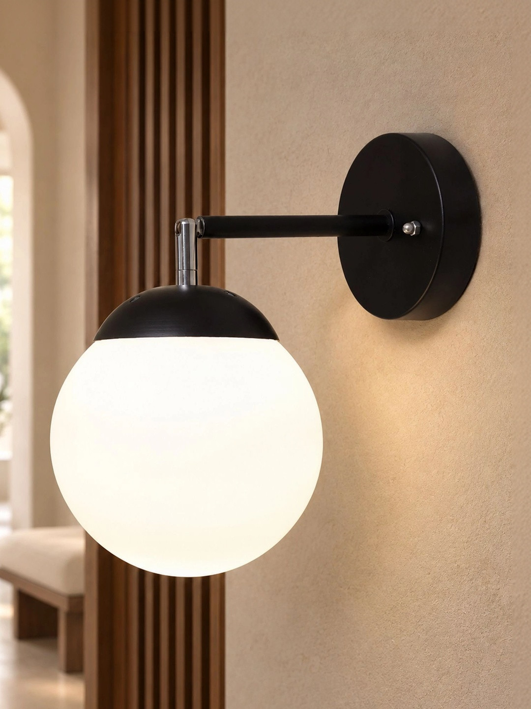 180 degree Movement Modern Glass Wall Lamp, Wall Mounted Sconces,Single Globe