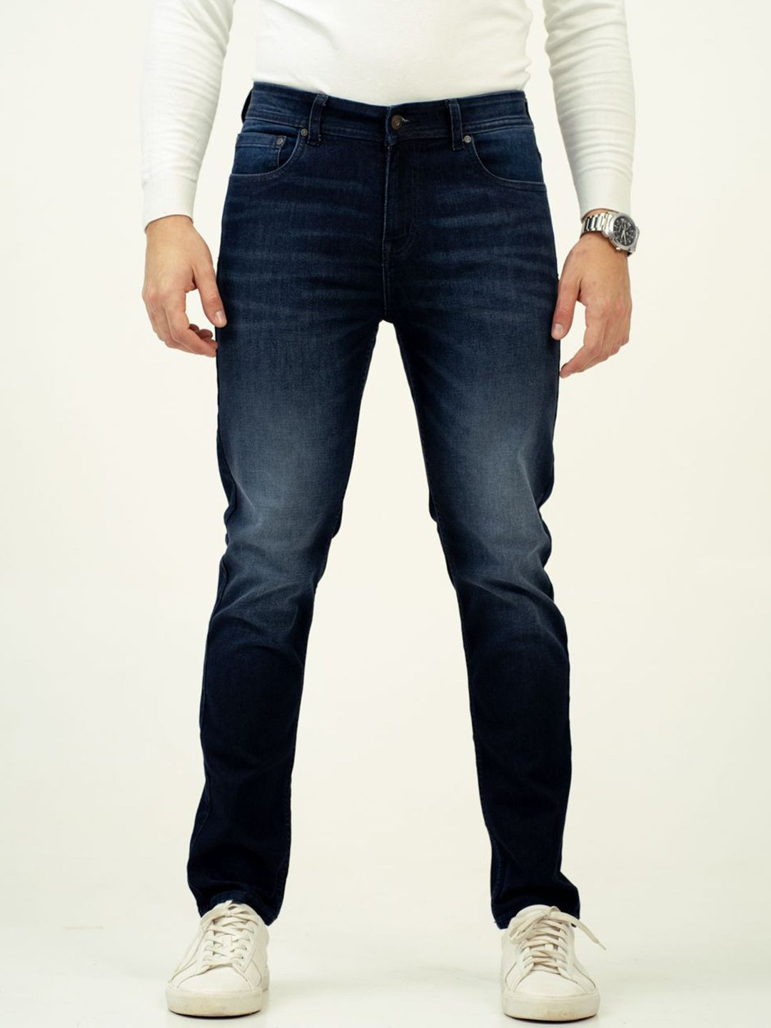 The Pant Project Men Polar Blue Whiskered Slim Fit Stretchable Cotton Jeans