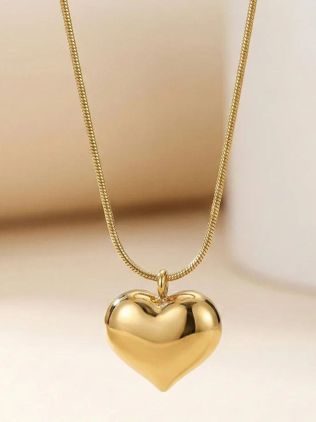 JYARSH Women Gold Plated Anti-Tarnish Stainless Steel Heart Love Chain Pendant Necklace