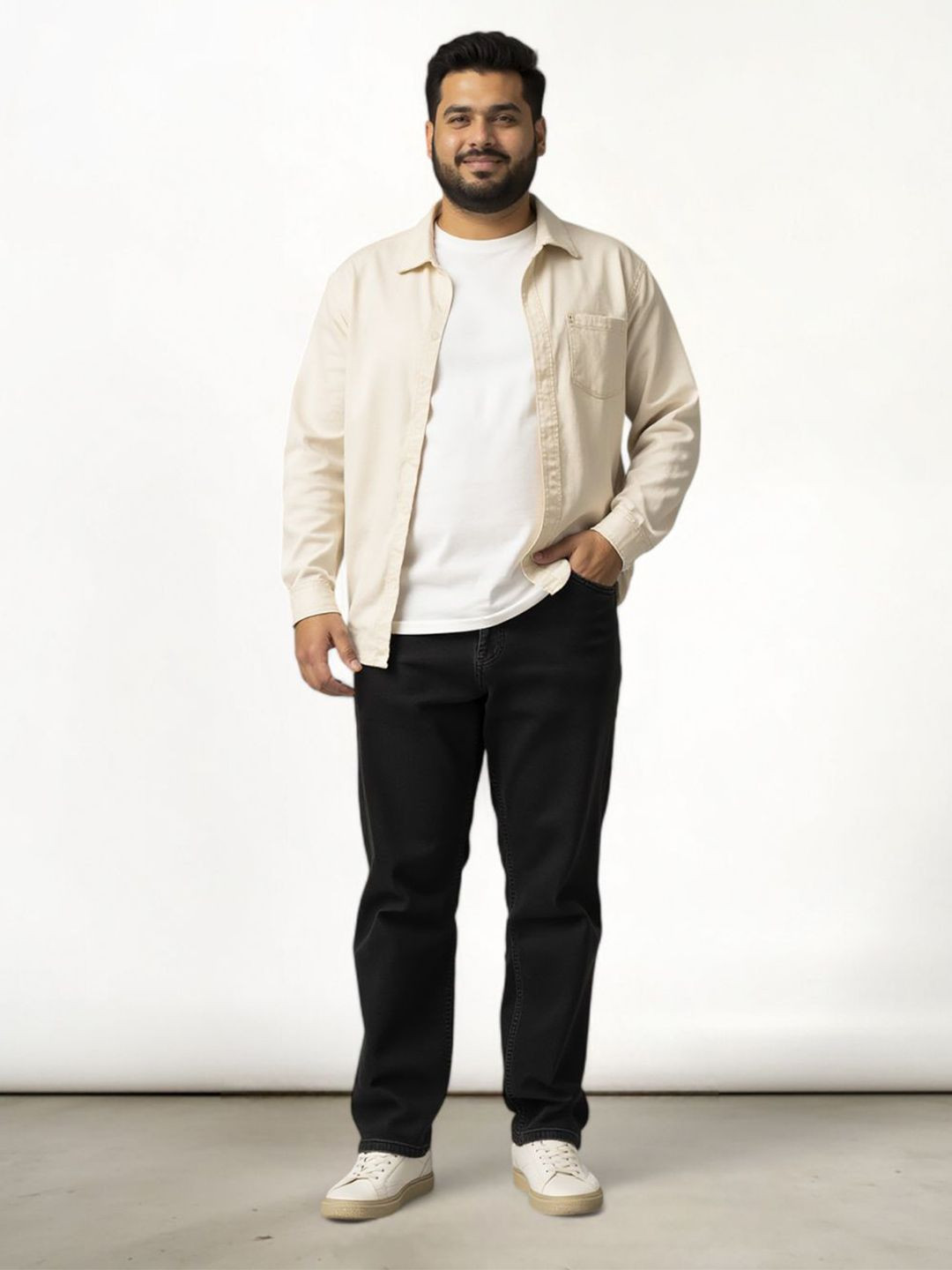 The Pant Project Men Grunge Grey Relaxed Fit Plus-Size Stretchable Cotton Jeans